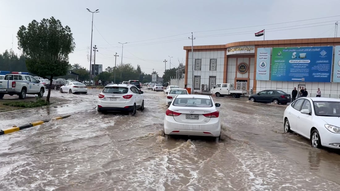 فيديو: “حالوب” كثيف يرشق النجف والأمطار الغزيرة استمرت 4 ساعات