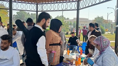 البصرة: طلاب الإدارة والاقتصاد يتبرعون بالدم لأطفال التلاسيميا