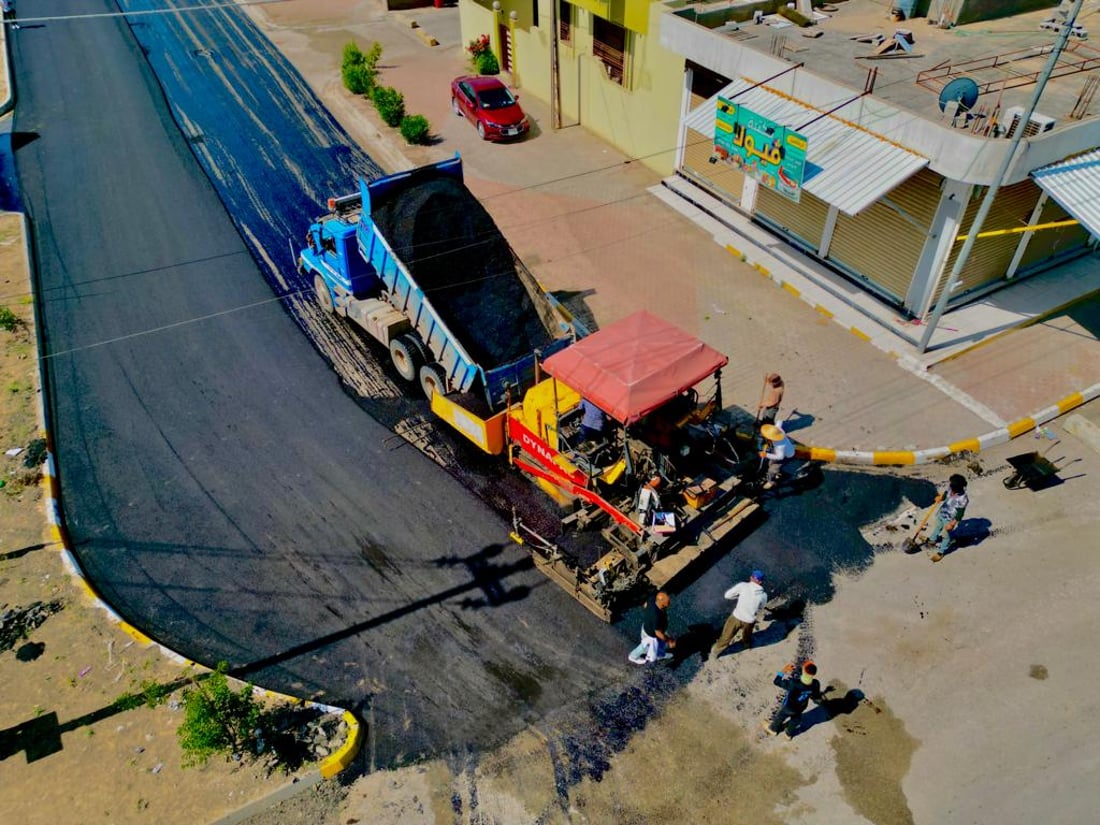 صور من كركوك: تبليط أهم شوارع الواسطي.. وطرق الريف وصلت إلى 97% لأول مرة