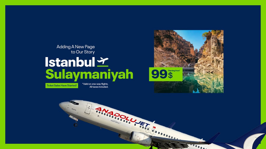 كۆمپانیا فڕۆكه‌وانییه‌ توركییه‌كان روو له‌ فڕۆكه‌خانه‌ى سلێمانى ده‌كه‌ن