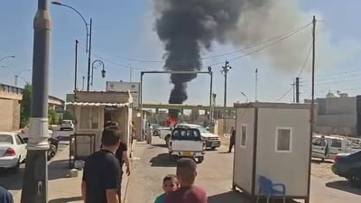 احتراق سيارة داخل محطة تعبئة الشرقية في كركوك