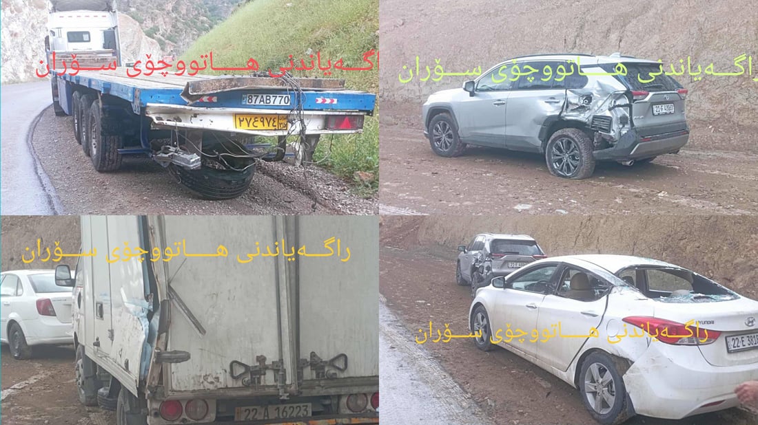 چوار ئۆتۆمبێل بەیەکیاندادا و یەک کەس بریندار بوو 