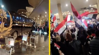 شاهد: استقبال حافل للمنتخب الوطني في مطار عمان الدولي