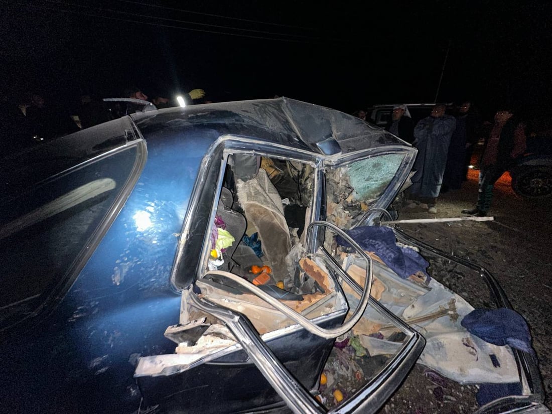 مصرع 4 أشخاص في حادث تصادم عنيف في تقاطع جلولاء (صور)