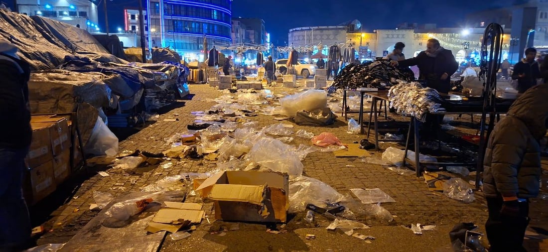 ژینگەپارێزان ناو بازاڕی هەولێریان پوخت و خاوێن کردەوە