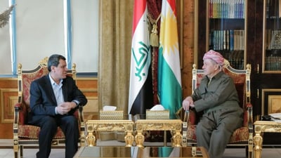 KDP President Masoud Barzani and SDF leader discuss new agreement with Damascus
