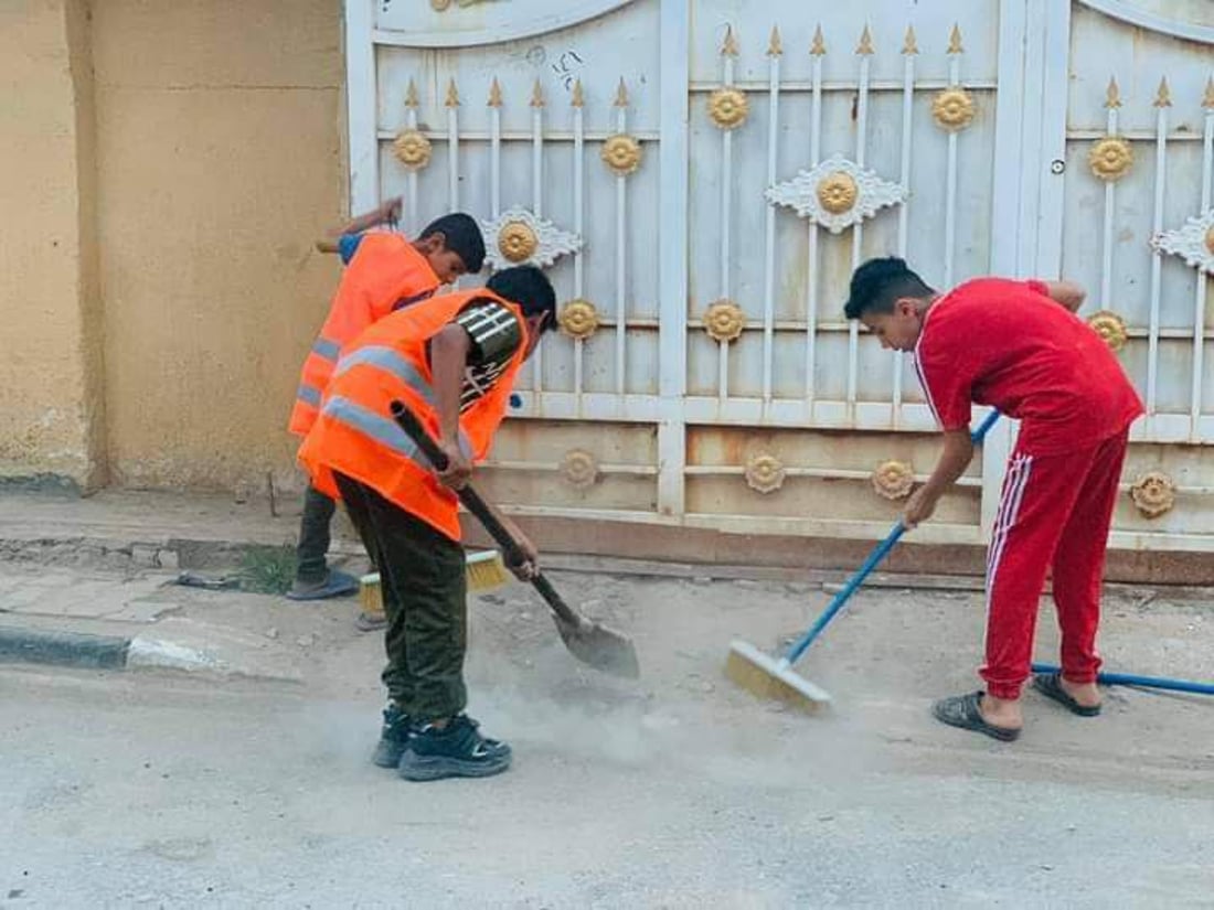 المشخاب: شبان يبادرون بحملة لتنظيف “حي الصدر” تستمر حتى المساء (صور)