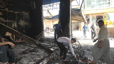 ئاگر حه‌وت دوكانى لە بازاڕەکەی ناحیه‌ى رزگاری سووتاند