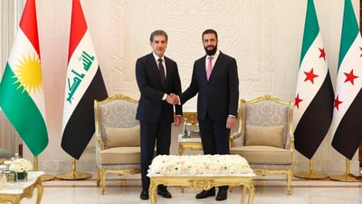 نێچیرڤان بارزانى بۆ ئەحمەد شەرع: پشتیوانی سووریایەکین مافی سەرجەم پێکهاتەکانی بپارێزێت