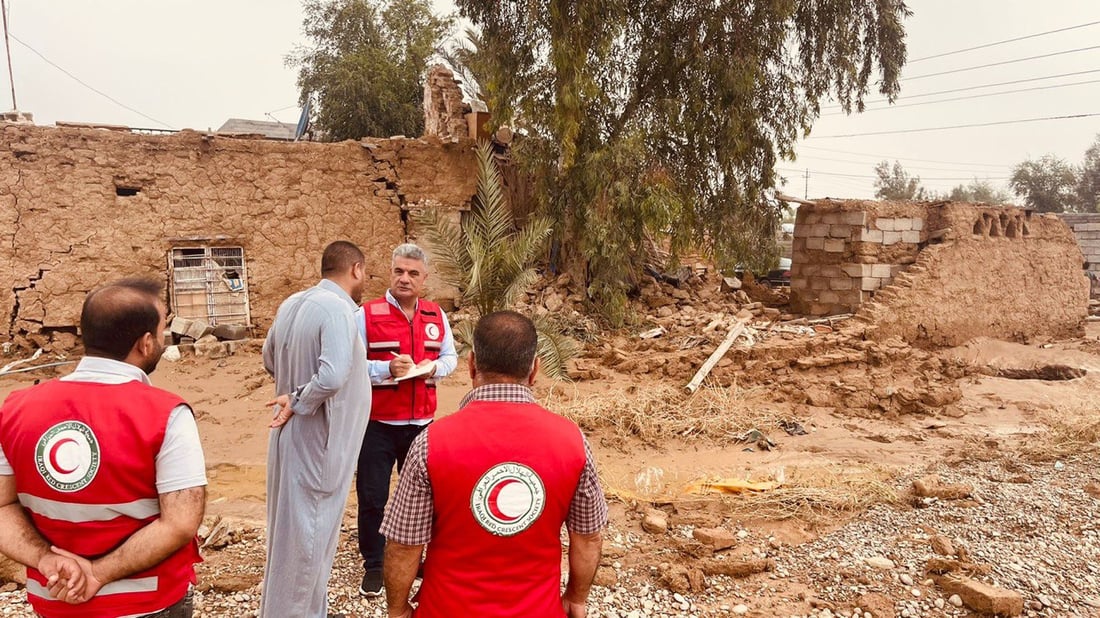 الهلال الأحمر يعلن تضرر 86 عائلة في خانقين جراء السيول الجارفة (صور)