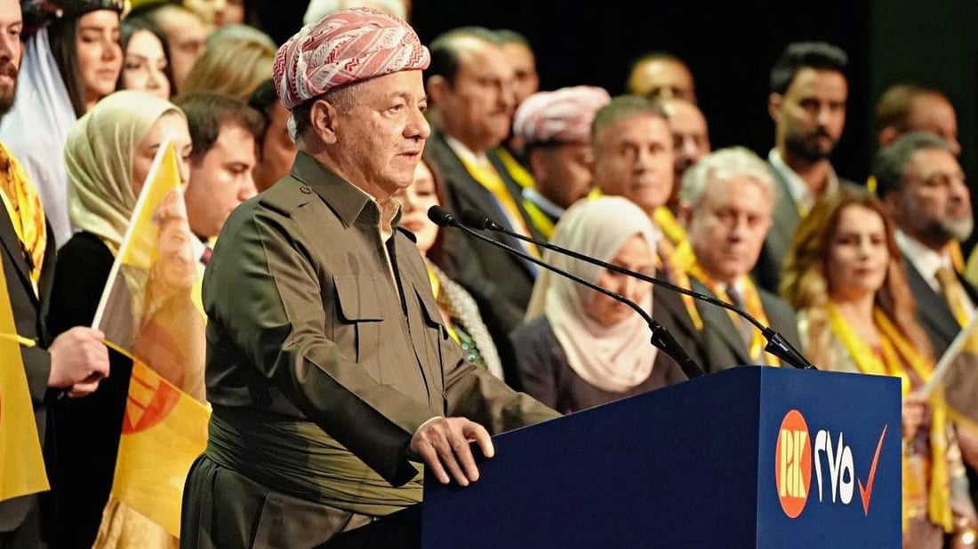 البارزاني يفتتح حملة البارتي: تعديل قانون الانتخابات والعودة للدستور على رأس المطالب