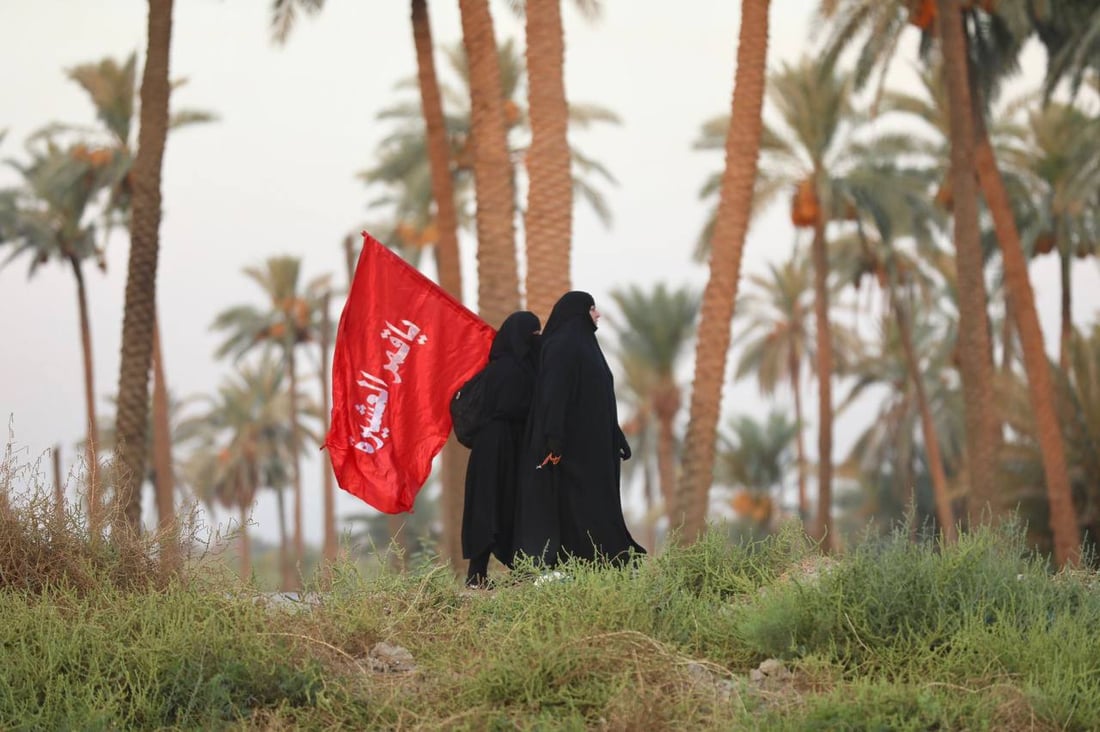 صور من بساتين بابل.. حشود الزائرين تشق طريقها نحو كربلاء مشياً على الأقدام