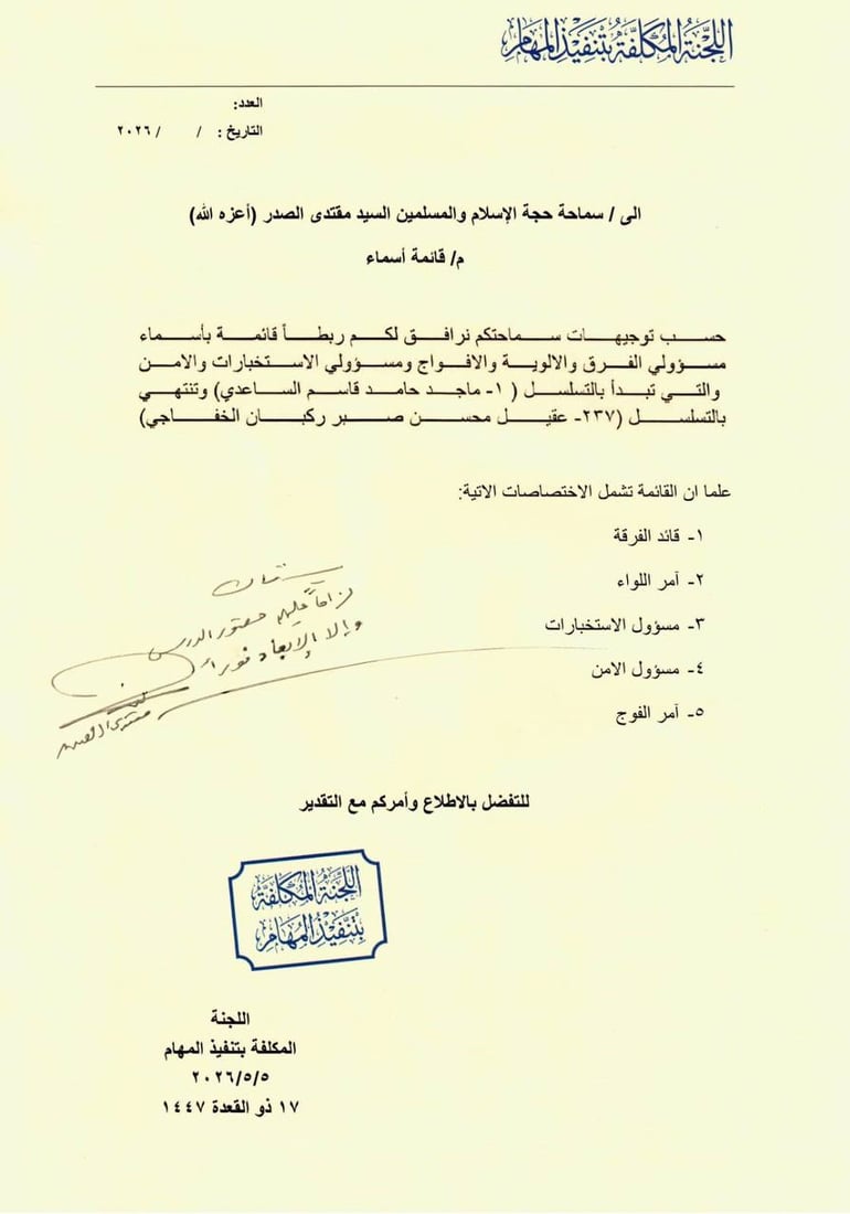 الصدر يعالج 160 سيارة فاخرة ويأمر بدروس للضباط وينتظر تقرير العقارات