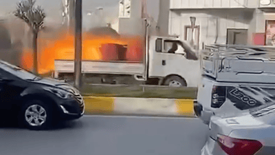 Fuel vendor drives burning truck to firefighters in Soran