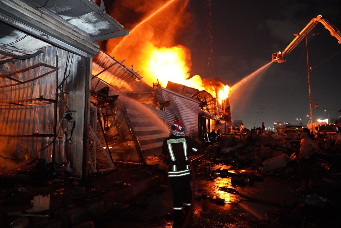 أخيراً السيطرة على حريق الطالبية والدفاع المدني يطالب بالتحقيق (صور)
