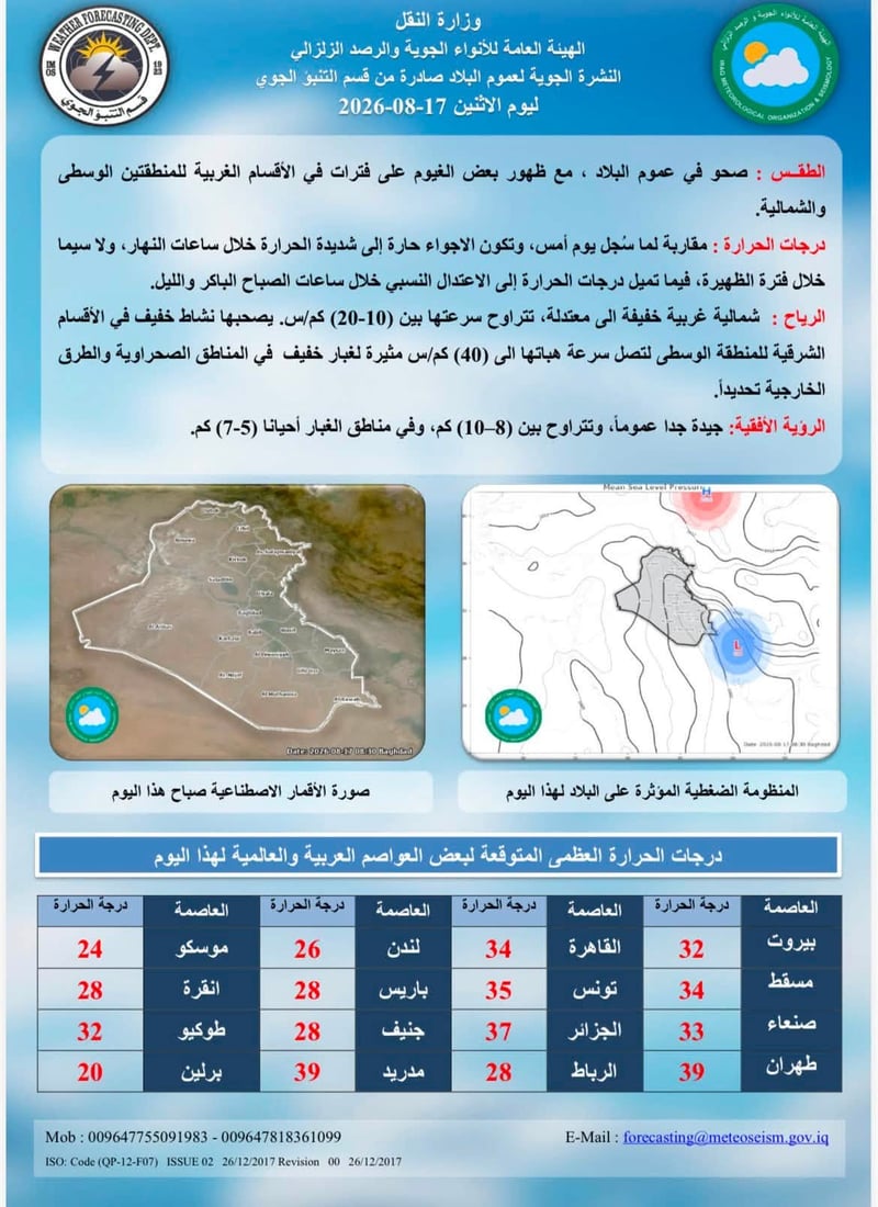 طقس العراق.. 49 مئوية في الجنوب و38 في السليمانية