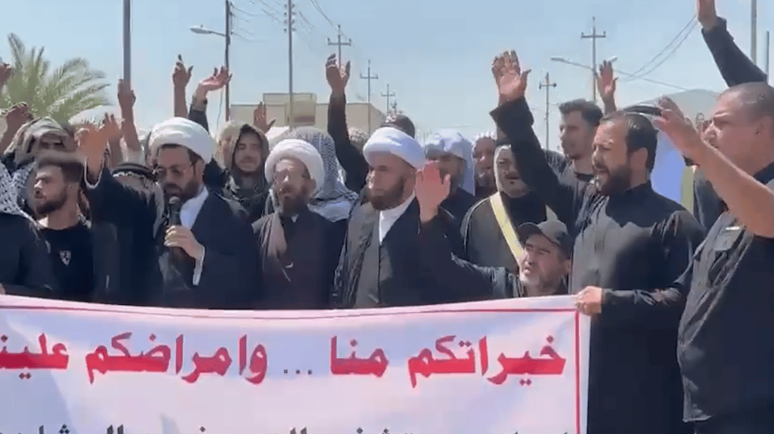 شاهد: تظاهرة رجال الدين شمال البصرة.. “والله سنصعّد”