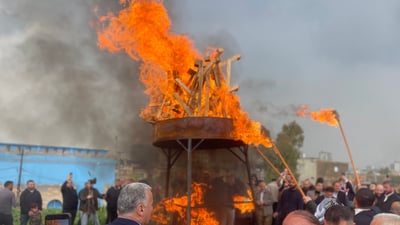 مەسیحییەکانی عەنکاوە ئاگری نەورۆزیان کردەوە