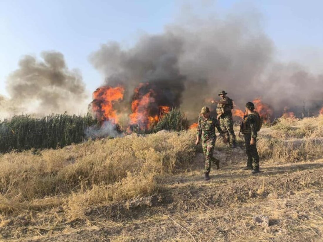 الحشد يحرق أوكاراً محتملة لداعش ويؤمن مناطق استراتيجية في كركوك