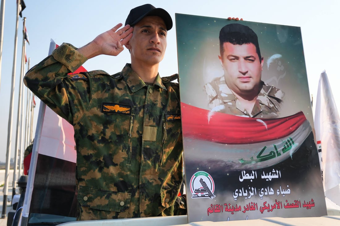 صور: الحشد يستذكر قصف معسكراته في القائم بتشييع رمزي
