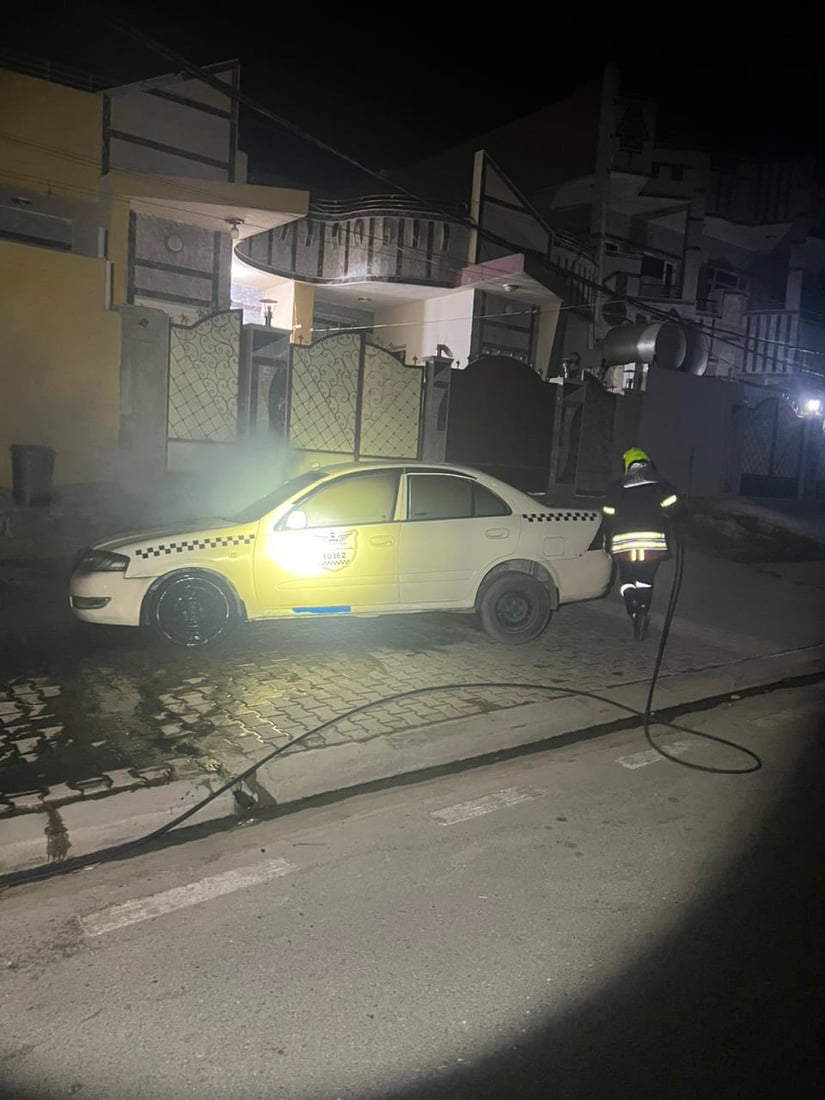 ئاگر هەناوی تاکسییەکی سووتاند