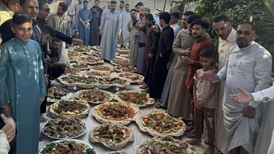 مناسف لحم على مد النظر.. صور من ريوك العيد في مضيف الجبور بالحويجة