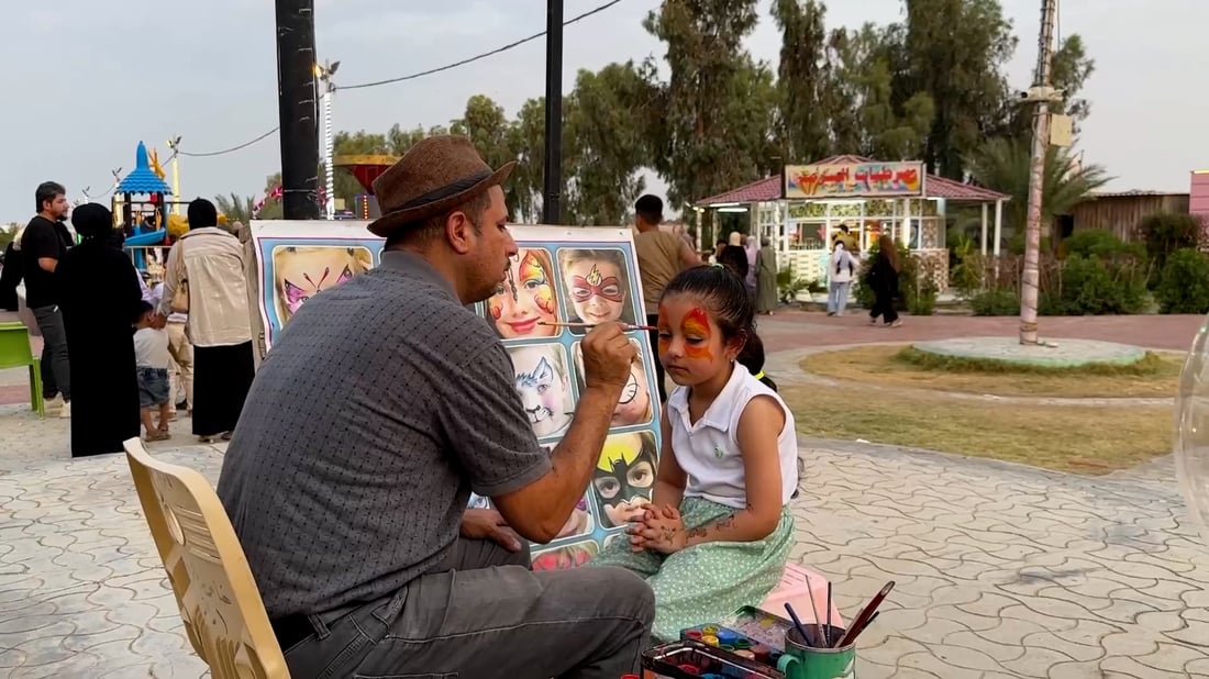 Baghdad artist brings face painting joy to children in Anbar’s city of Hit