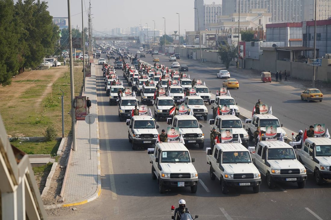 صور: الحشد يستذكر قصف معسكراته في القائم بتشييع رمزي