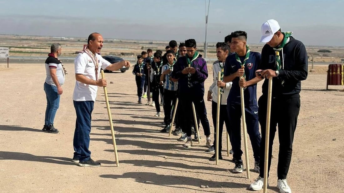 صور: 30 شاباً تسلقوا “سنام” الجبل الوحيد في البصرة وجربوا حياة الكشافة