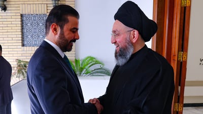 الزيدي في مكتب عمار الحكيم للتباحث بشأن الأزمة المالية والشراكة مع دول العالم