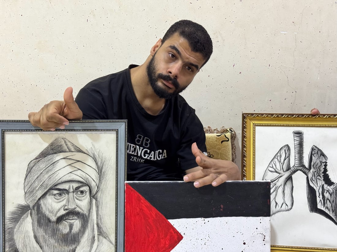 Basra artist with cerebral palsy builds a following through his charcoal work