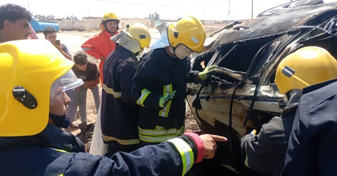انتشال 5 جثث بعد انقلاب سيارة واحتراقها على طريق الديوانية – ذي قار