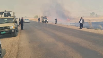 فرق بعشيقة تستنفر لمحاصرة حرائق داهمت قرى سهل نينوى ومنع وصولها للمزارع
