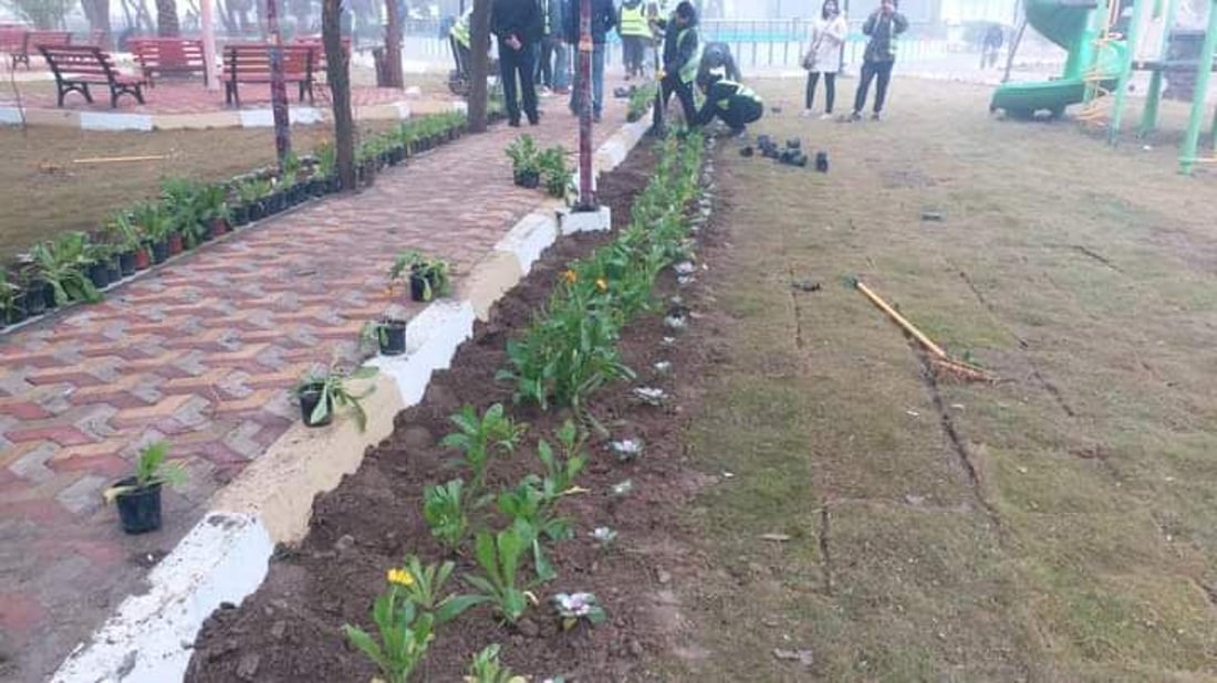 صور: حدائق شرقي بغداد تتنفس بأشجار جديدة وأزهار موسمية