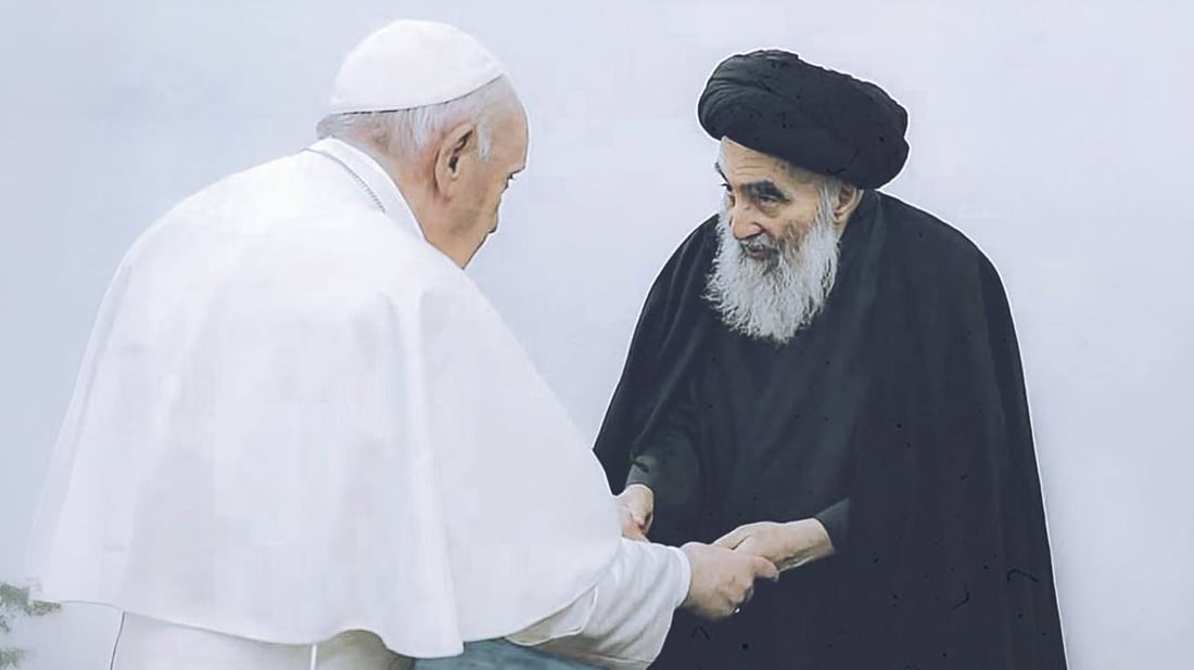 “تاريخنا لم يكتب بالصدفة” الكاظمي يستذكر لقاء البابا بالمرجع السيستاني