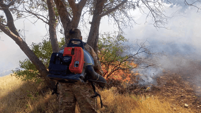 لە دوێنێوە دەیان دۆنم پوش و زەوی لە سنووری سلێمانی سووتاون