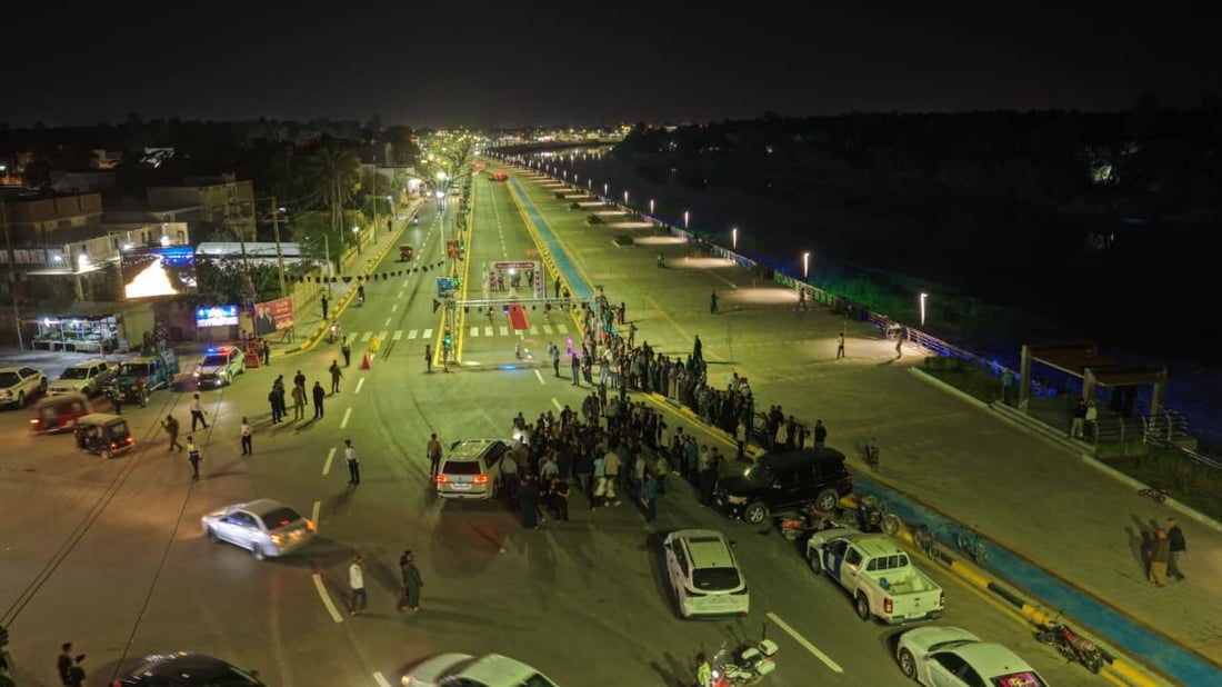 بطول 2.6كم.. صور جوية لافتتاح كورنيش قضاء الحي الجديد في واسط