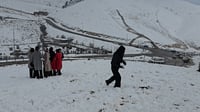 بەفرێکی زۆر لە گۆیژە باریوە و خۆشی دەردەبڕن