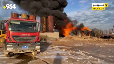 لە بەرەبەیانەوە پاڵاوتگەیەک لە رێگەی گوێر ئاگری گرتووە