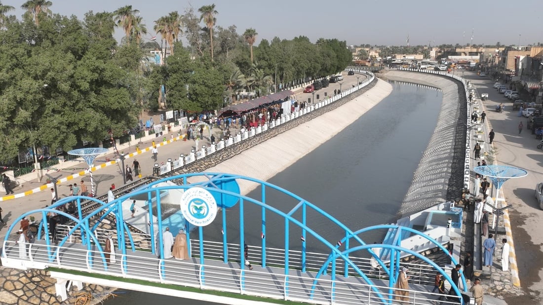 صور من شط الدغارة.. وزير الموارد يفتتح مشروع اللحاف الخرساني في الديوانية