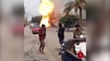 سببت حريقاً كبيراً.. شاهد لحظة انفجار قنينة غاز في الزعفرانية