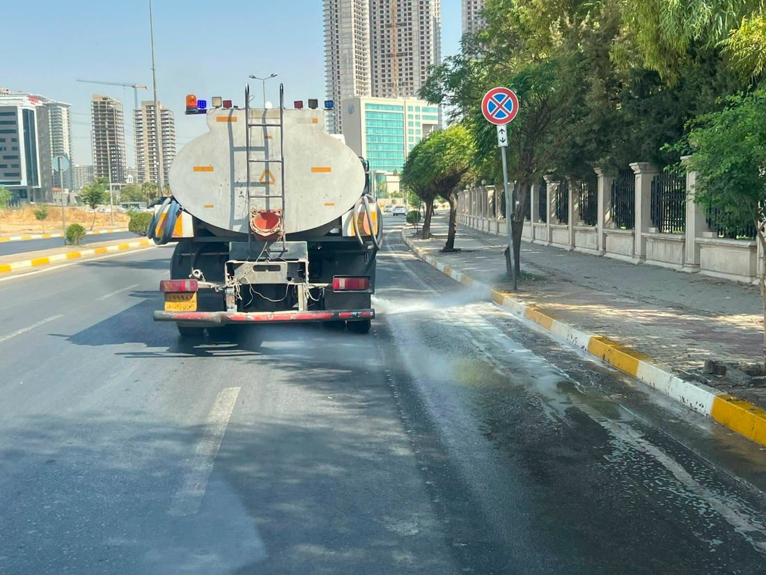 بەشێک لە شەقامەکانی هەولێری پایتەخت شۆردران و خاوێن کرانەوە
